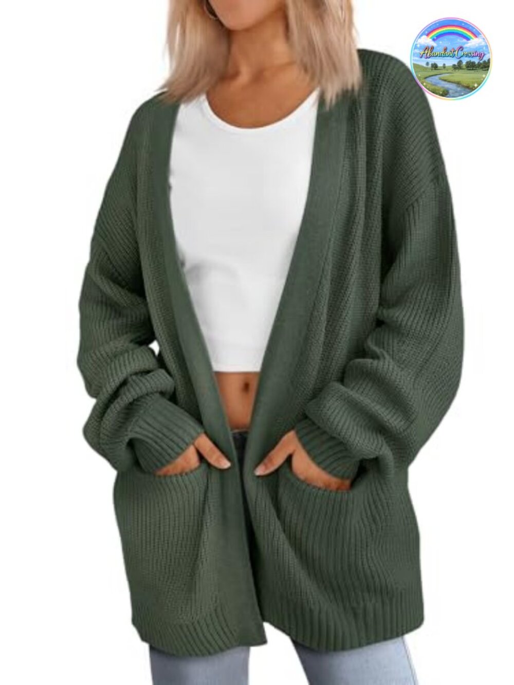 Oversized Knit Cardigan Sweater with Pockets for Women